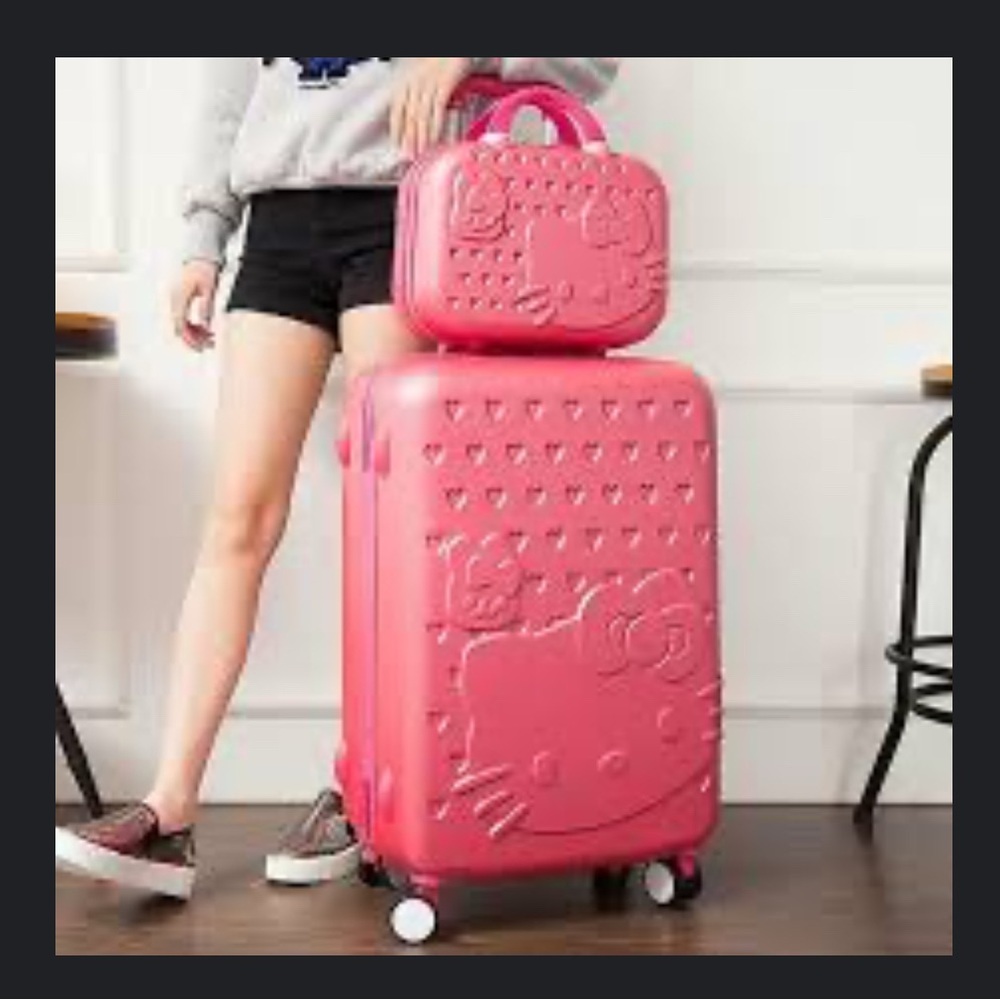 Pink Pearlescent Kitty suitcase Valentine Birthday Bat Mitzvah - Picture 2 of 10